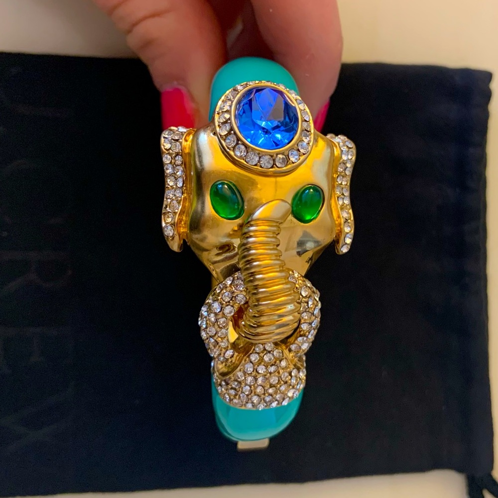 Perfect condition J. CREW studded, gems elephant clasp bangle bracelet
